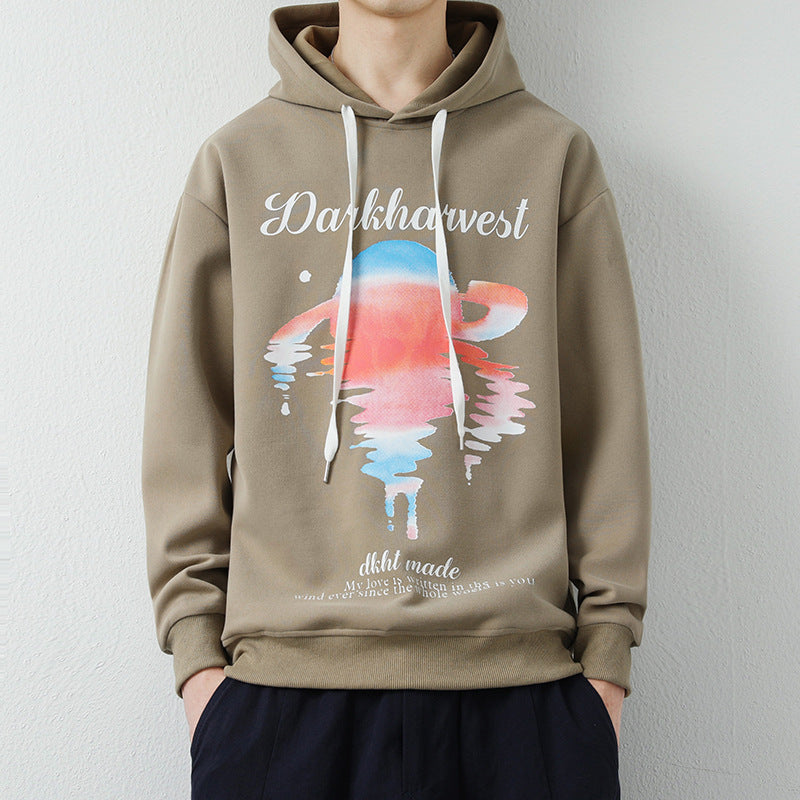 Herren Modischer Kapuzenpullover mit kreativen Grafikdruck Drune