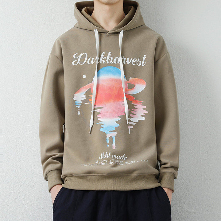 Herren Modischer Kapuzenpullover mit kreativen Grafikdruck Drune