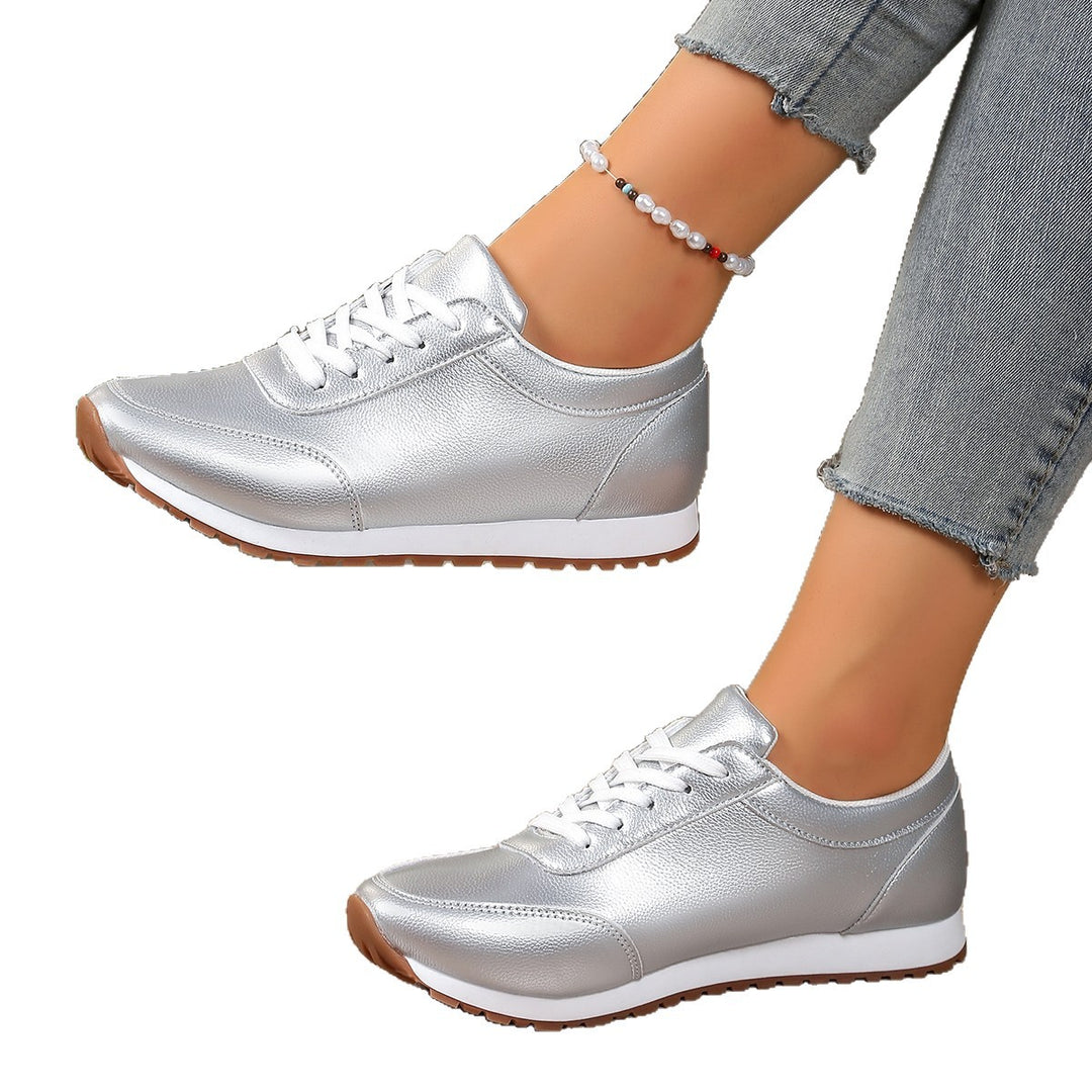 Damen  leichte Schnür-Sneaker aus Kunstleder mit gepolstertem Komfortfußbett und profilierter Gummisohle Drune