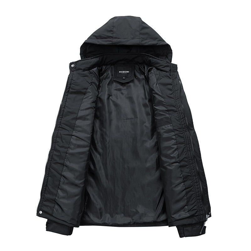 Herren Wasserabweisende Kapuzen‑Übergangsjacke mit Thermofutter, Utility‑Taschen & verstellbaren Manschetten Drune