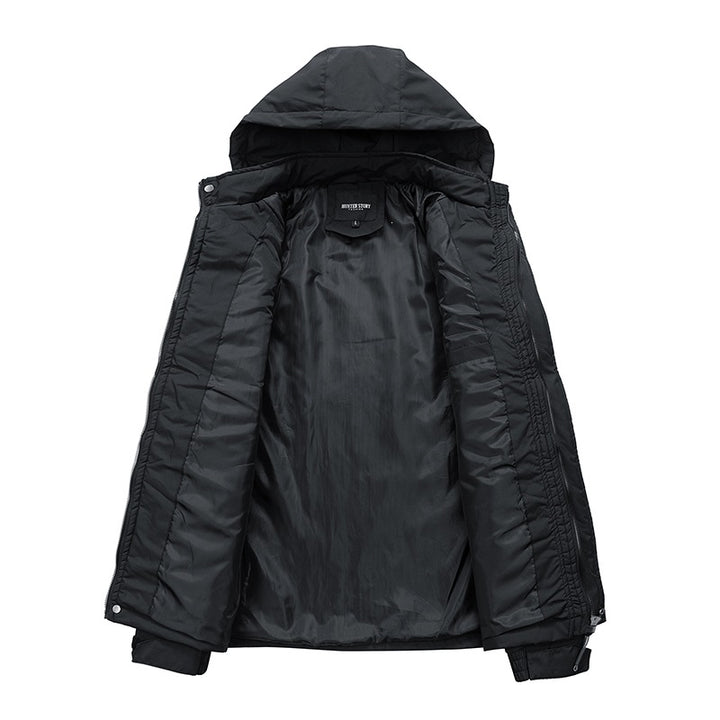 Herren Wasserabweisende Kapuzen‑Übergangsjacke mit Thermofutter, Utility‑Taschen & verstellbaren Manschetten Drune