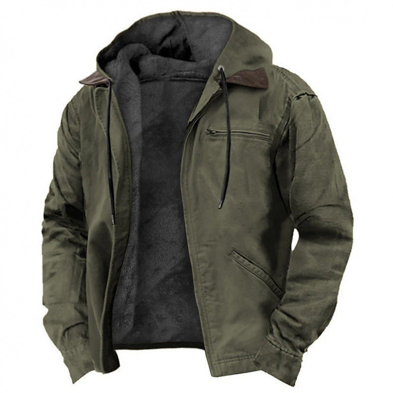 Herren Gefütterte Fieldjacke mit Kapuze und Sherpa-Futter Drune