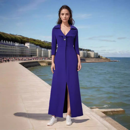 Damen eleganter Maxikleid-Mantel mit tailliertem Schnitt und hochwertiger Verarbeitung Drune