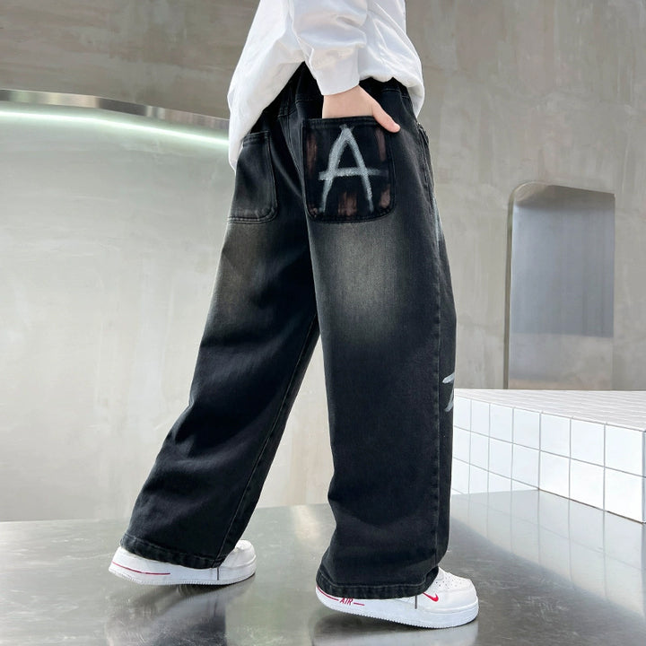 Unisex modische lässige Jeans mit kreativem Druck Drune