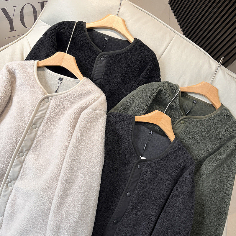 Damen Warm gefütterte Fleecejacke mit Druckknopfverschluss Drune
