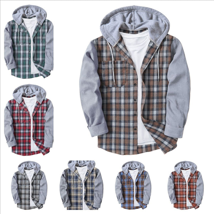 Herren Flanellhemd mit integriertem Kapuzenpullover und moderner Karomusterung Drune