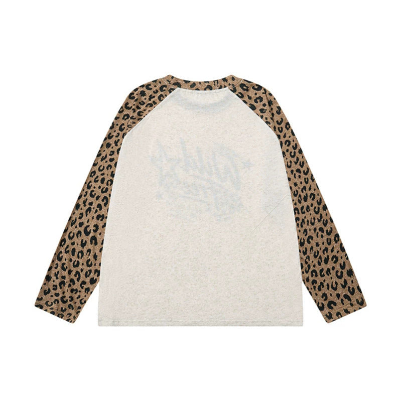 Damen Baumwoll-Langarmshirt im Raglanstil mit Leo-Ärmeln und Statement-Frontprint Drune