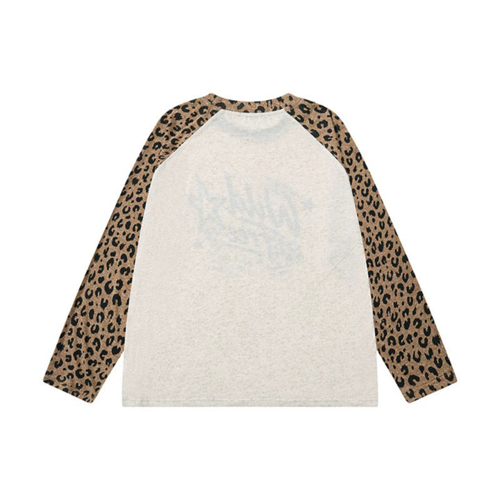Damen Baumwoll-Langarmshirt im Raglanstil mit Leo-Ärmeln und Statement-Frontprint Drune