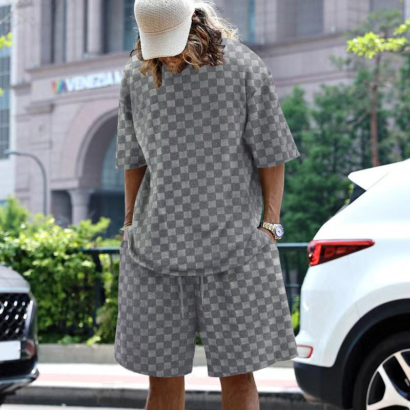 Herren lässiges Sportensemble mit kariertem Design Drune