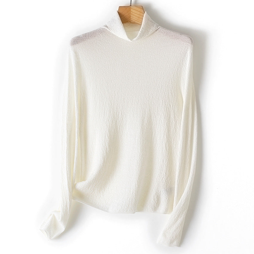 Damen Feiner Crinkle-Rollkragenpullover mit leichtem Fall Drune