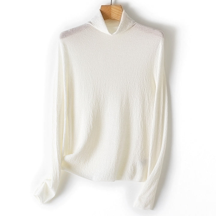 Damen Feiner Crinkle-Rollkragenpullover mit leichtem Fall Drune