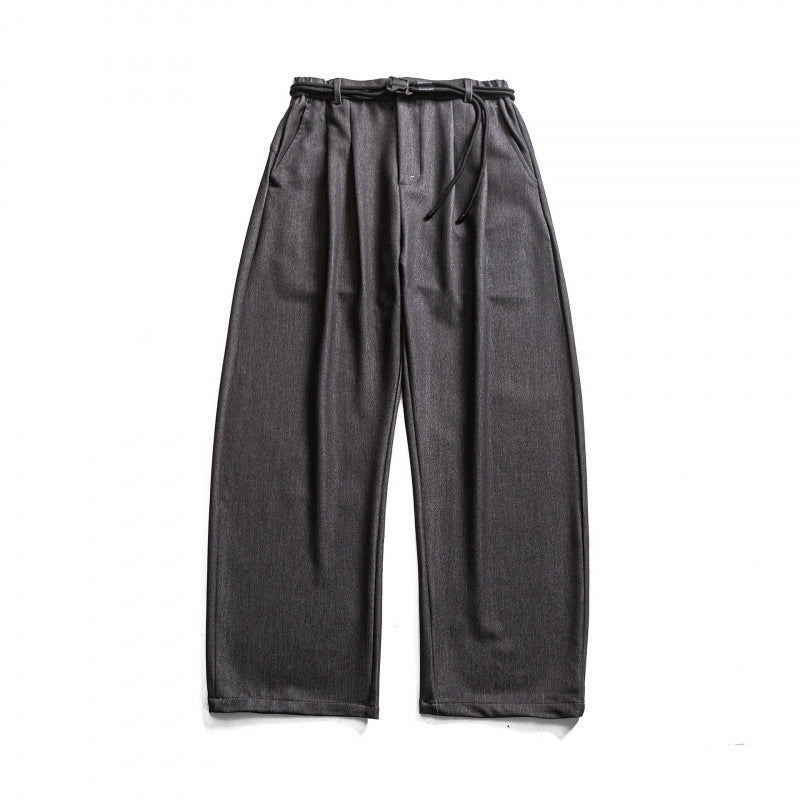 Damen Hochtalierte weite Marlene-Hose mit Faltenbund und Tunnelzuggürtel Drune