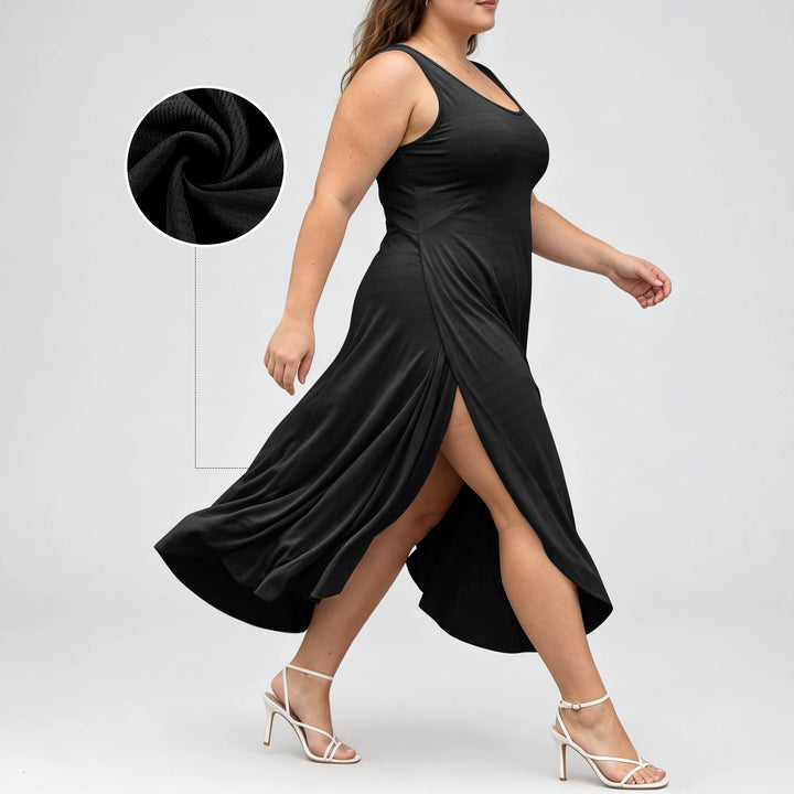 Damen Fließendes Maxikleid mit taillenbetonter A-Linie und breiten Trägern Drune