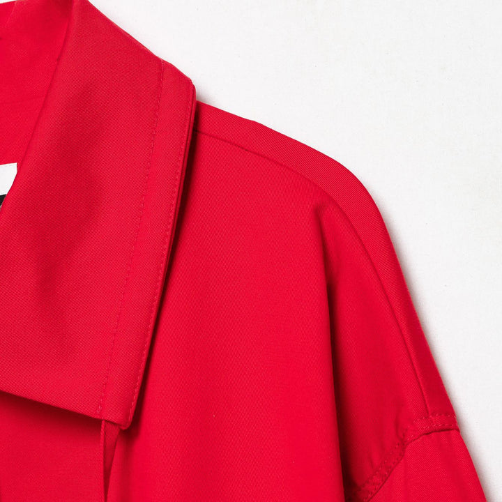 Damen Cropped Übergangsjacke mit Tunnelzugtaillierung, weitem Hemdkragen und Bindegürtel Drune