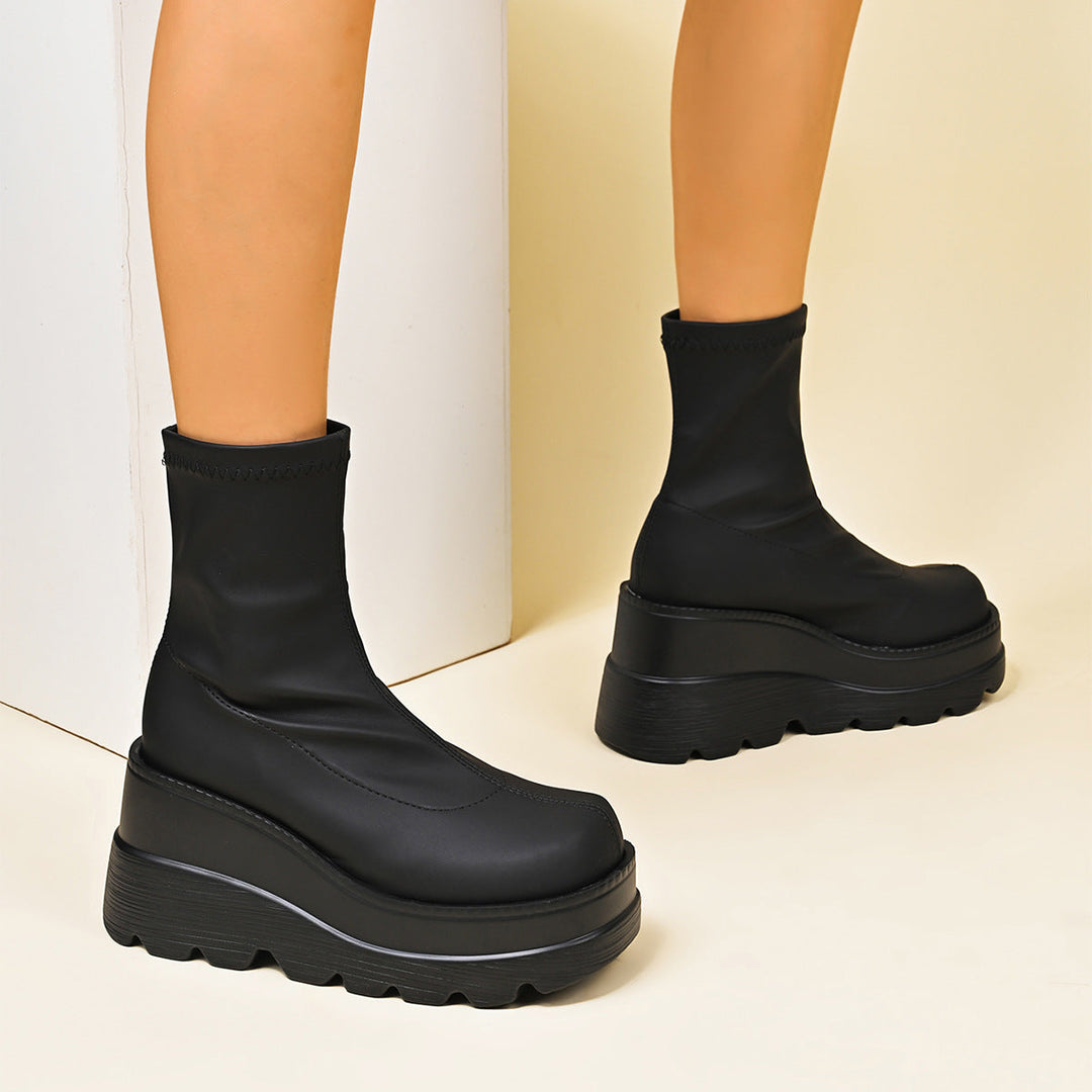 Damen High-Top Stiefeletten mit doppeltem Plateau Drune