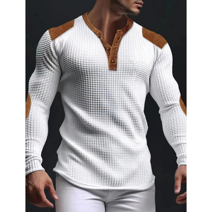 Herren Langärmeliges Shirt mit Struktur und Lederapplikationen Drune