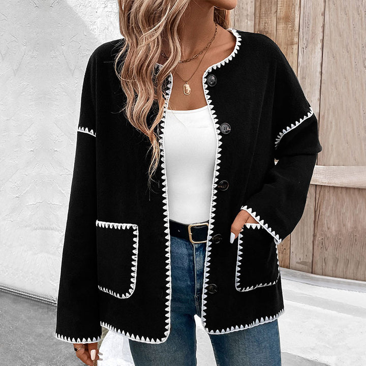 Damen Lässiger Cardigan mit Kontrastnähten Drune