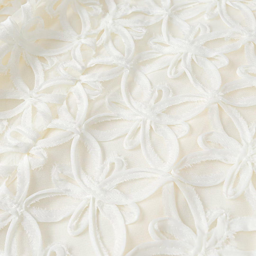 Damen A-Linien Mini-Kleid mit dreidimensionaler Blumenstickerei und Puffärmeln Drune
