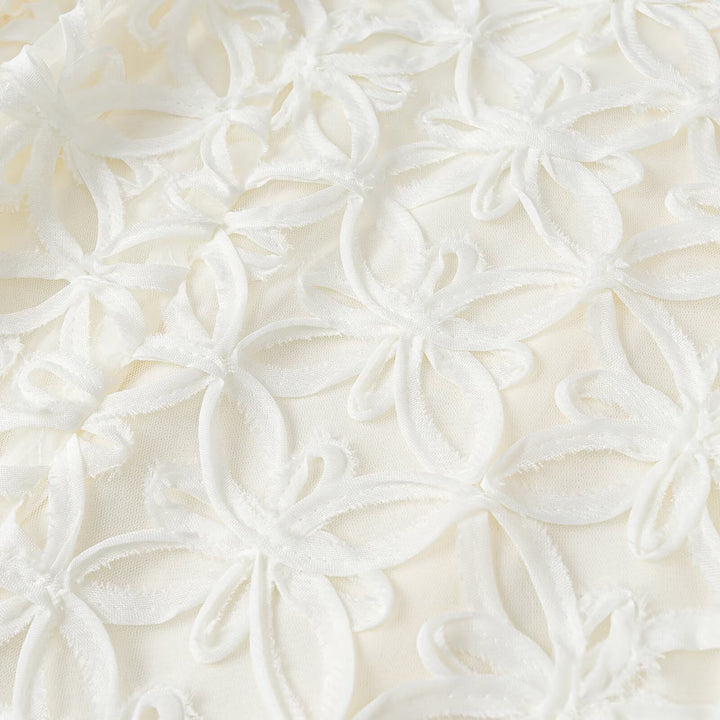Damen A-Linien Mini-Kleid mit dreidimensionaler Blumenstickerei und Puffärmeln Drune