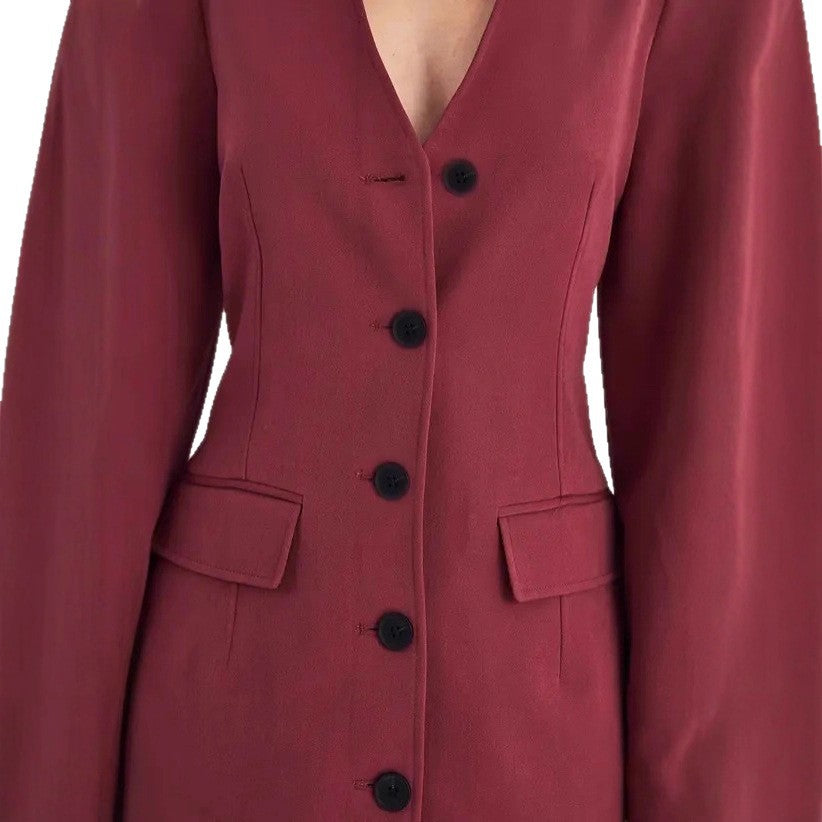 Damen Tailliertes Blazer-Minikleid mit Ballonärmeln und Pattentaschen Drune