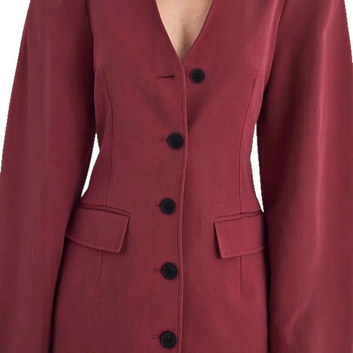 Damen Tailliertes Blazer-Minikleid mit Ballonärmeln und Pattentaschen Drune