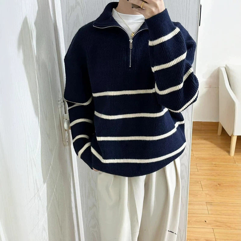 Damen Oversized Pullover mit Reißverschluss Drune