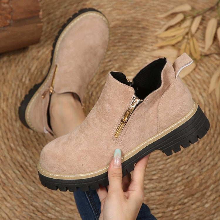 Damen Kurzschaft‑Stiefelette mit grober Profilsohle und seitlichem Reißverschluss Drune