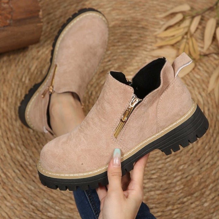 Damen Kurzschaft‑Stiefelette mit grober Profilsohle und seitlichem Reißverschluss Drune