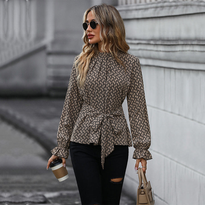 Damen Bluse mit elegantem Wickeldesign und dekorativen Rüschendetails Drune
