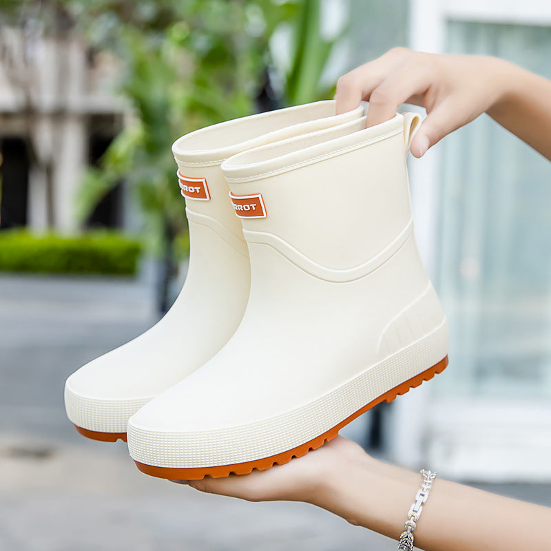 Damen Wasserdichte Kurz-Gummistiefel mit rutschfester Profilsohle und komfortabler Innensohle Drune