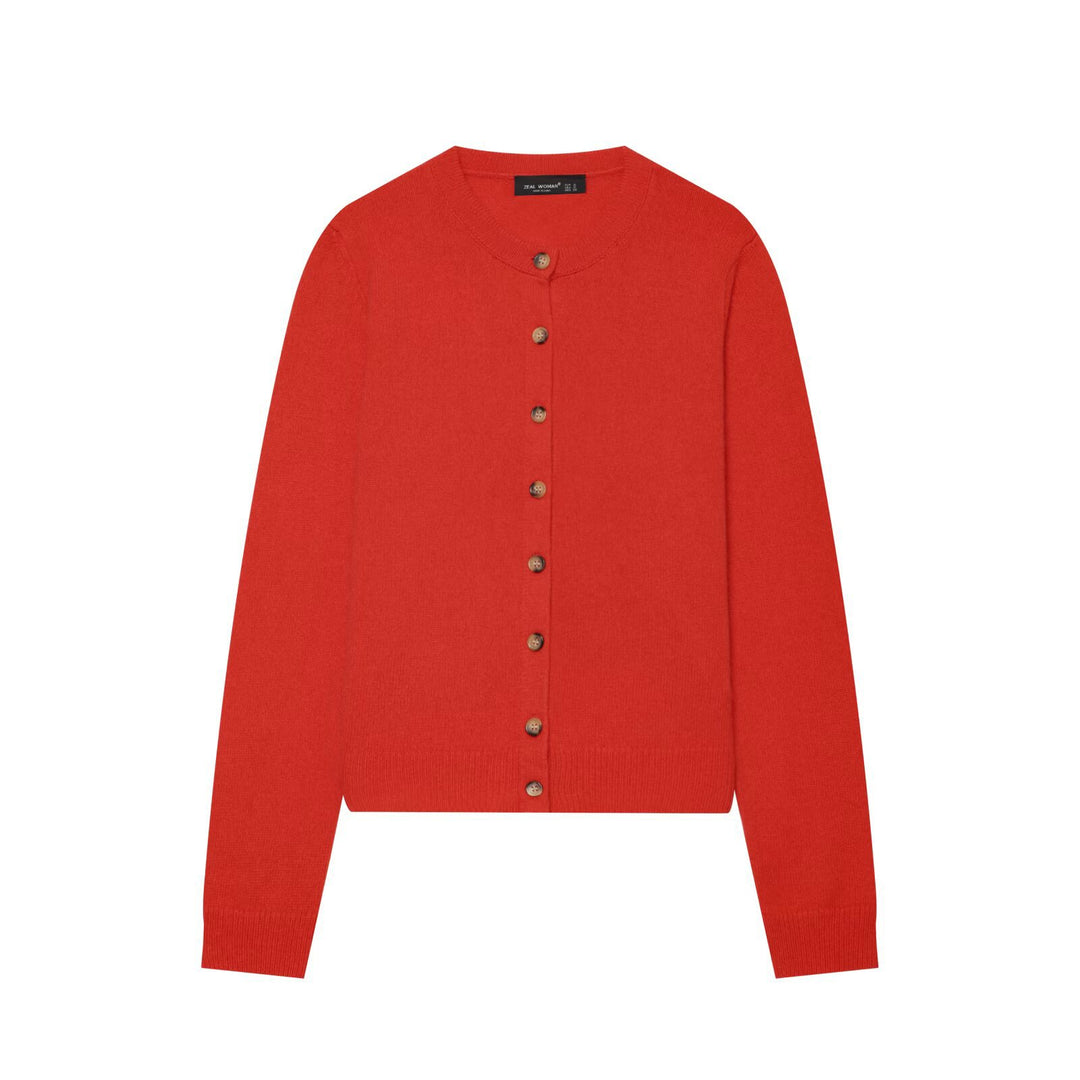 Damen Feinstrick-Cardigan mit Rundhalsausschnitt und durchgehender Knopfleiste Drune