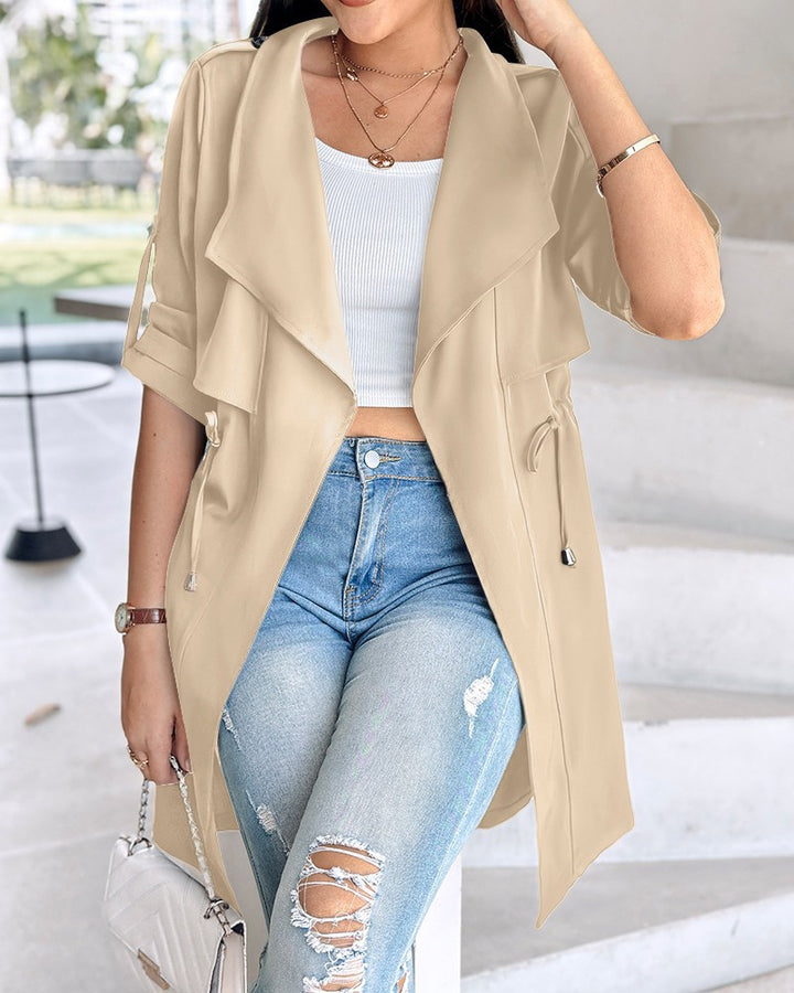 Damen Modische Trenchjacke mit lässigem Schnitt und praktischen Taschen Drune