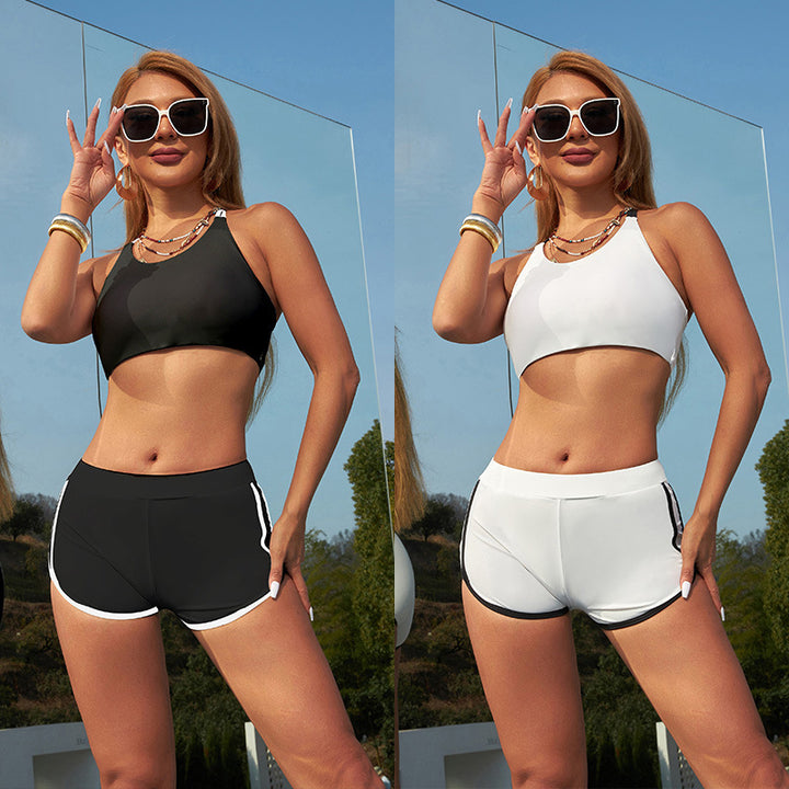 Damen Sportliches Bikini-Set mit hochgeschlossenem Top und bequemen Hosen Drune