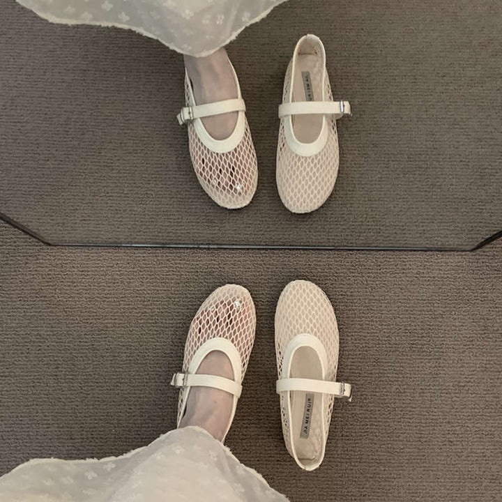 Damen Luftige Mesh-Sandalen mit verstellbarem Riemen und eleganter Schnalle Drune