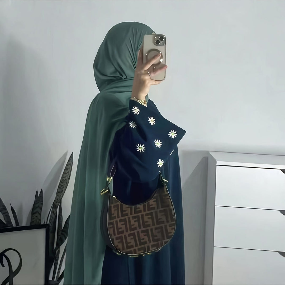 Damen elegantes Tunikakleid mit floralem Stickmuster Drune