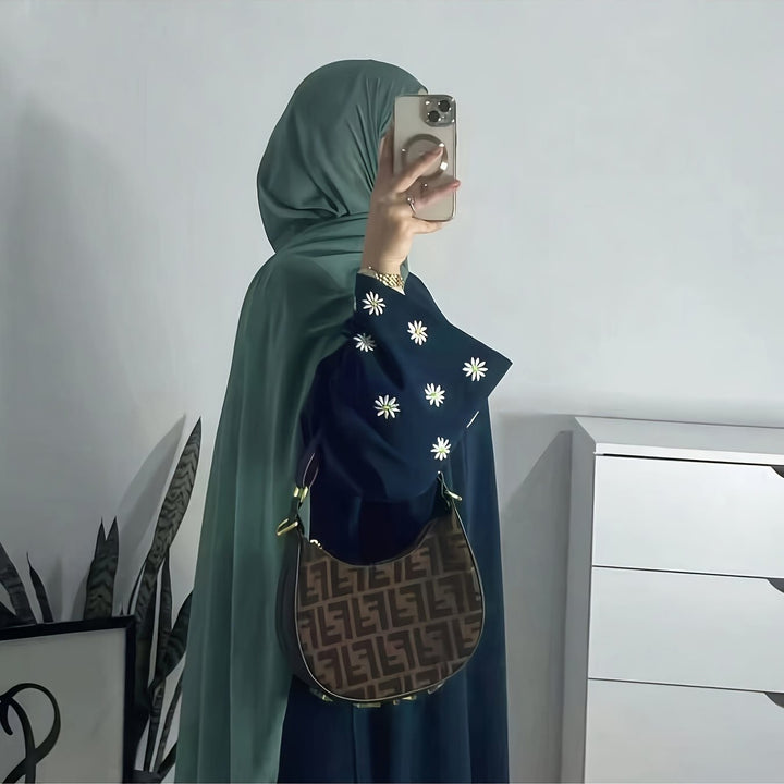 Damen elegantes Tunikakleid mit floralem Stickmuster Drune
