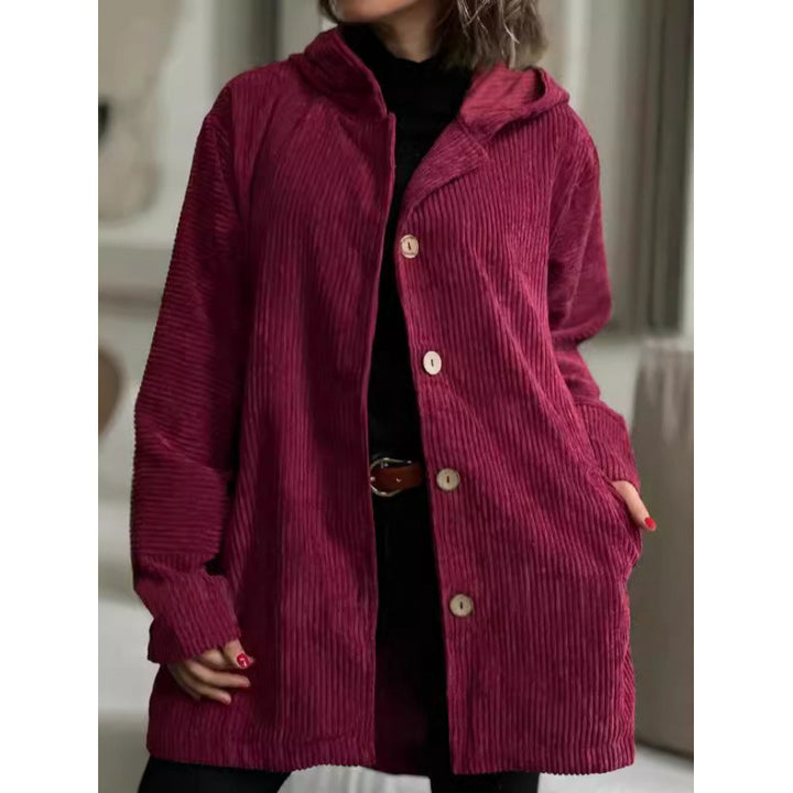 Damen kuschelige Kapuzenjacke aus feinem Cordstoff Drune