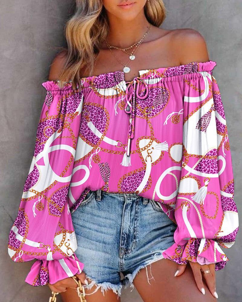 Damen Off-Shoulder Batik Bluse Drune