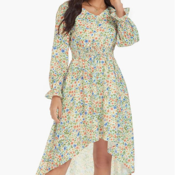 Damen Blumenmuster Kleid Drune