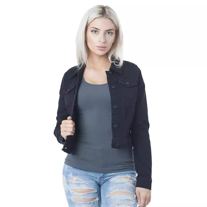 Damen Denim-Jacke im modernen Cropped-Design mit funktionalen Taschen und lässigem Schnitt Drune