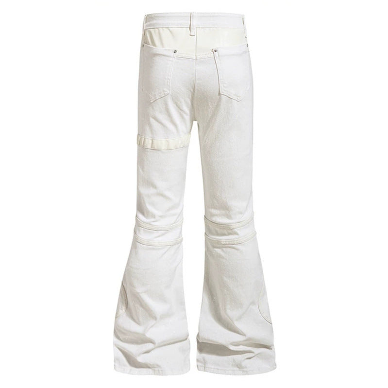 Damen ausgestellte Culotte-Hose mit Biker‑Nähten, hohem Bund und Patchwork‑Einsätzen Drune
