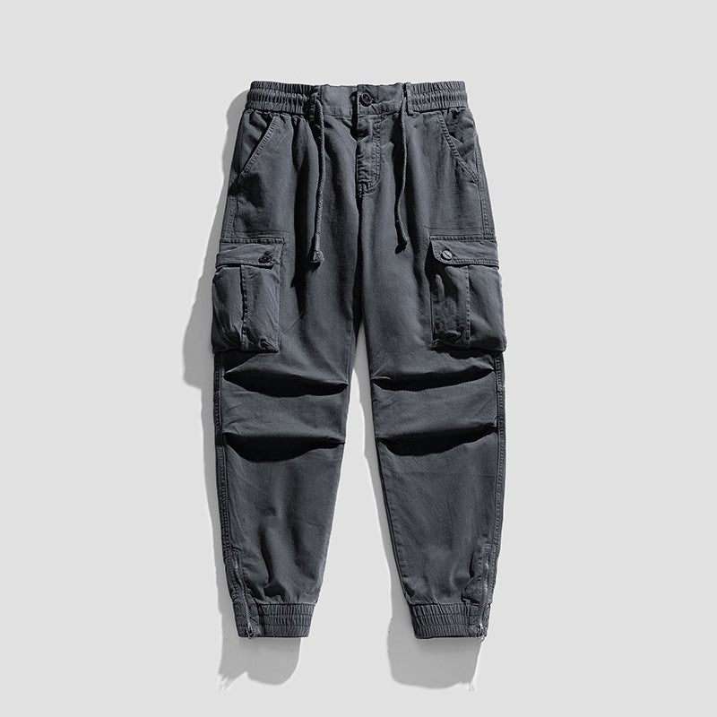Herren Twill-Cargo-Jogger mit elastischem Komfortbund, Mehrfachklapptaschen und Reißverschluss-Knöchel Drune