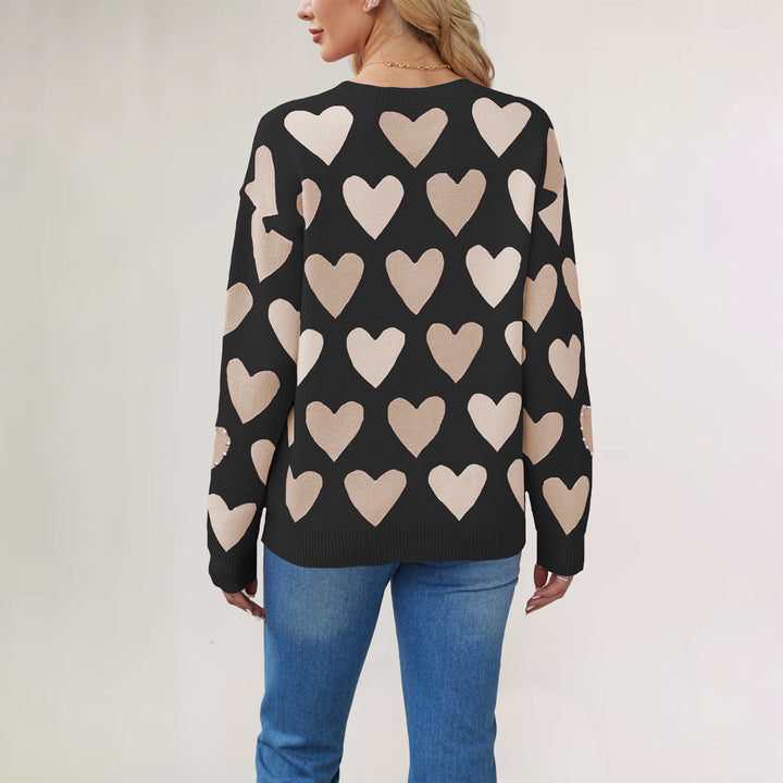 Damen Strickpullover mit Herzmuster Drune