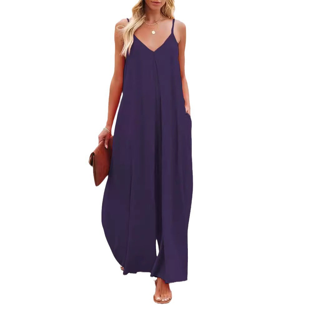 Damen Maxikleid mit v-ausschnitt und fließendem Schnitt Drune