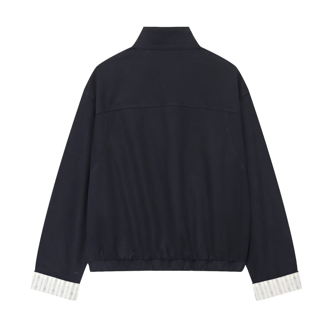 Damen Kurzer Boxy‑Blouson mit Stehkragen, aufgesetzten Pattentaschen und goldfarbenen Details Drune