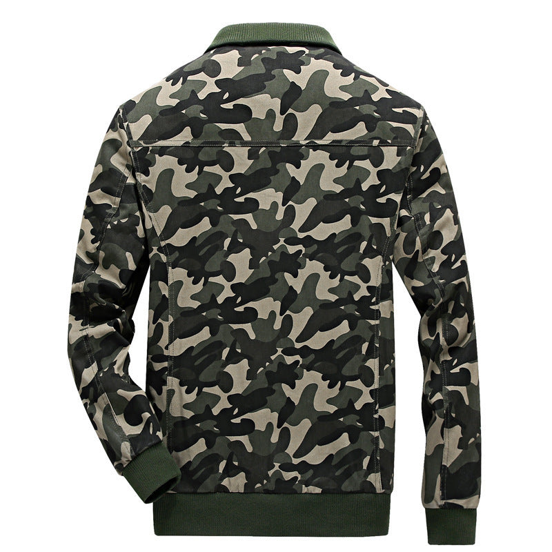 Herren Camouflage-Bomberjacke im Fieldstil mit Rippbündchen und Schulterklappen Drune