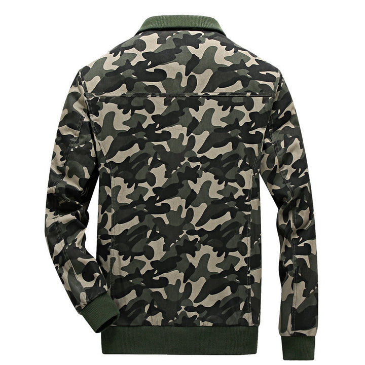Herren Camouflage-Bomberjacke im Fieldstil mit Rippbündchen und Schulterklappen Drune