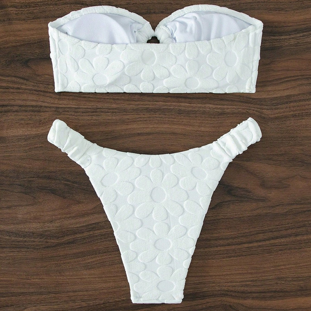 Damen Bandeau-Bikini mit blumiger Textur Drune