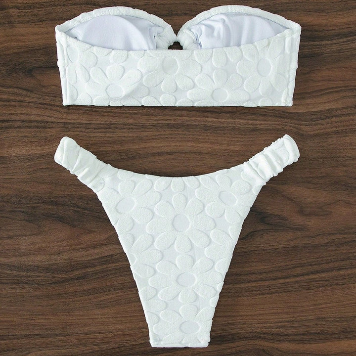Damen Bandeau-Bikini mit blumiger Textur Drune