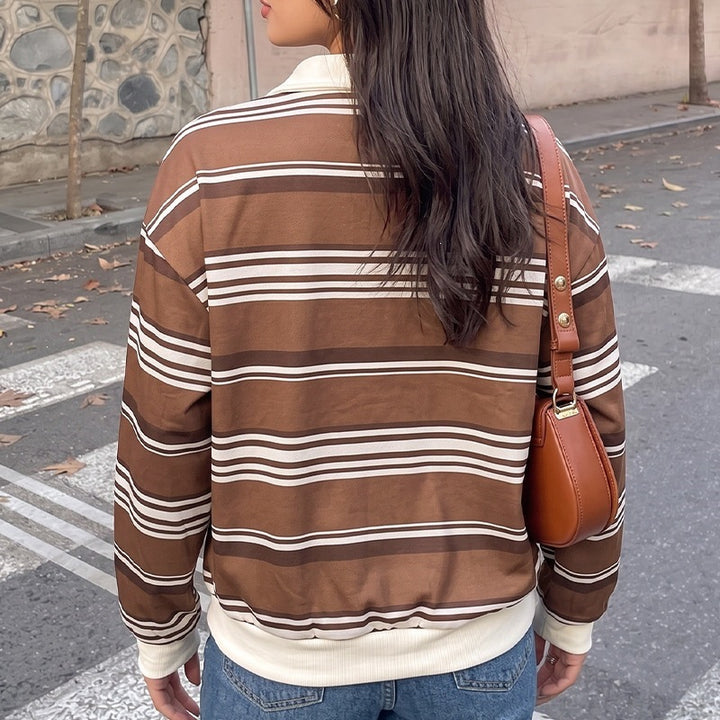 Damen Lässiger Pullover mit Polokragen Drune